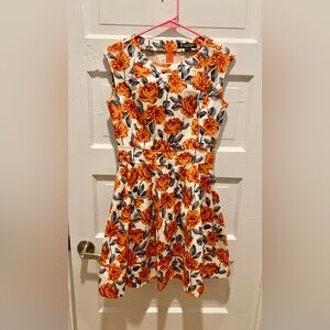 Floral Orange and White Dress